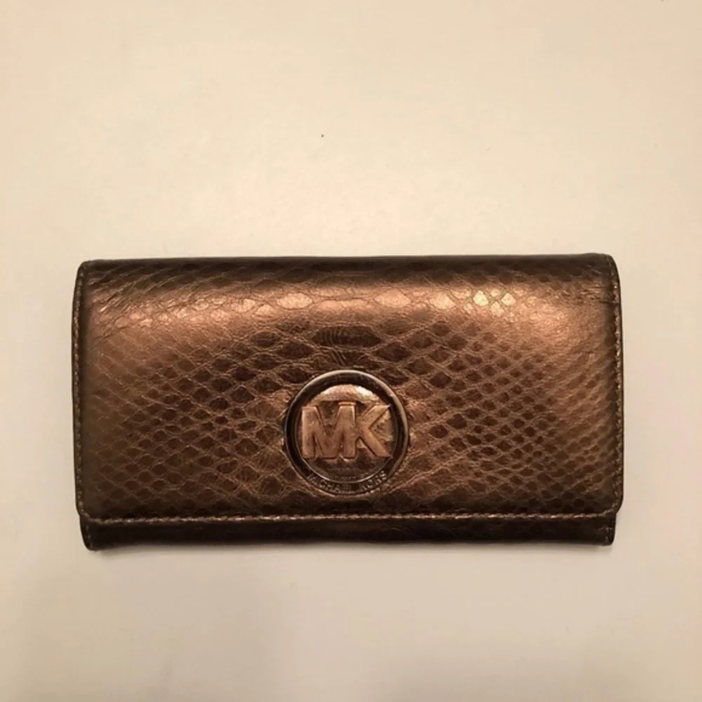 Michael kors brown metallic leather wallet